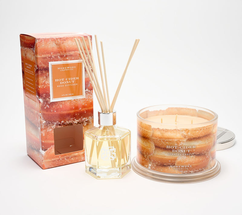 HomeWorx by Slatkin + Co. 18-oz. Candle & Reeds Hot Cider Donut — Main view