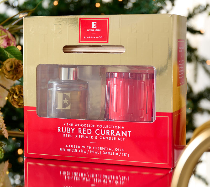 Elton John x Slatkin + Co. Woodside 8oz Candle & Reed Gift Set — View 10
