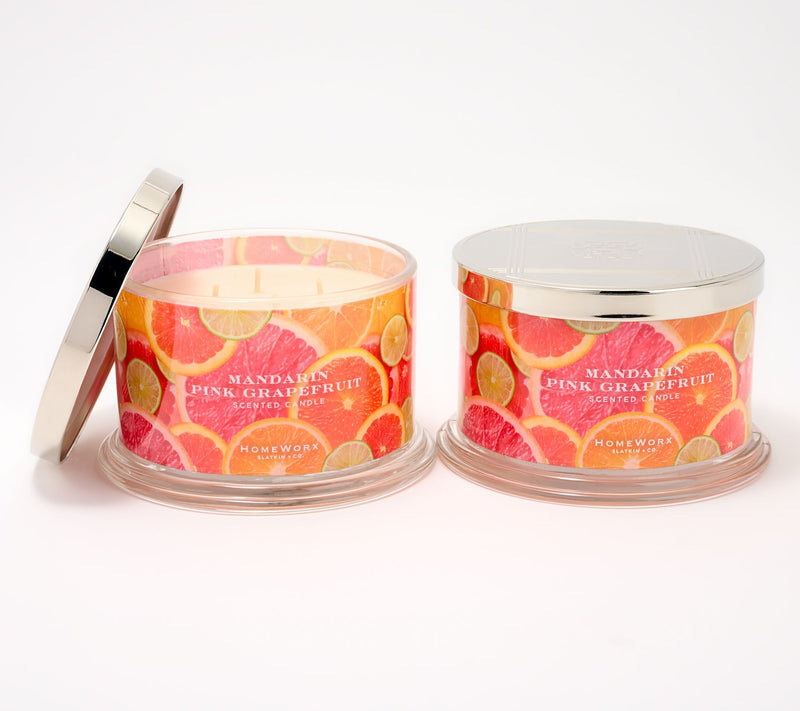 Homeworx by Slatkin + Co. S/2 18oz Mandarin Pink Pink Grapefruit — Main view
