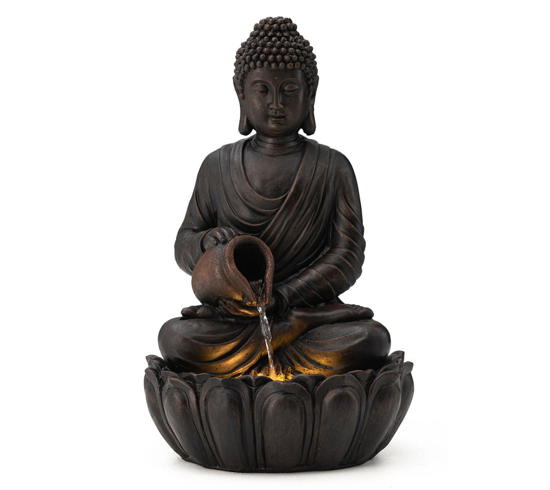 Glitzhome 21" Zen-Style LED Buddha Statue Outdoor Fountain — View 2