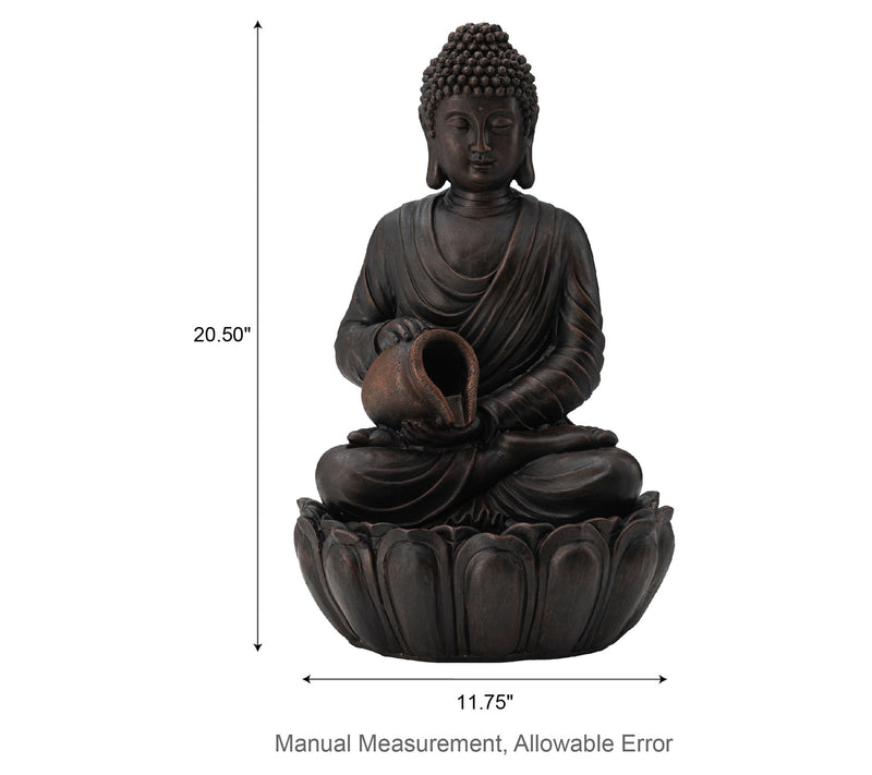 Glitzhome 21" Zen-Style LED Buddha Statue Outdoor Fountain — View 7