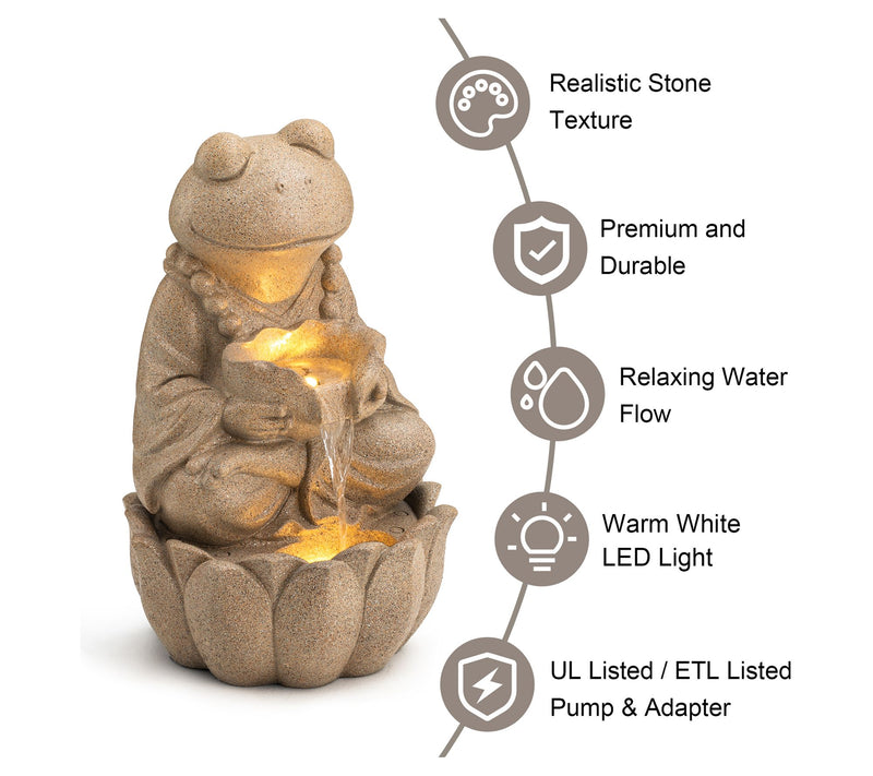 Glitzhome 22" LED Lit Zen Style Animal OutdoorFountain — View 4