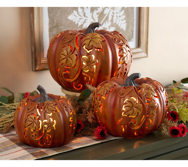 3-Piece Indoor/ Outdoor Flicker Flame Stacking Pumpkins by Valerie — View 17