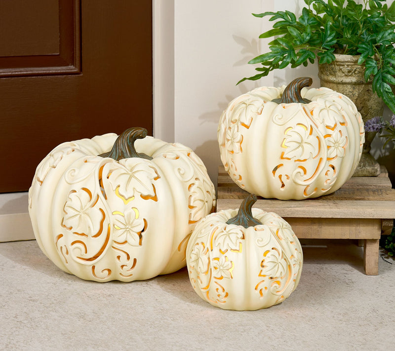 3-Piece Indoor/ Outdoor Flicker Flame Stacking Pumpkins by Valerie — View 5