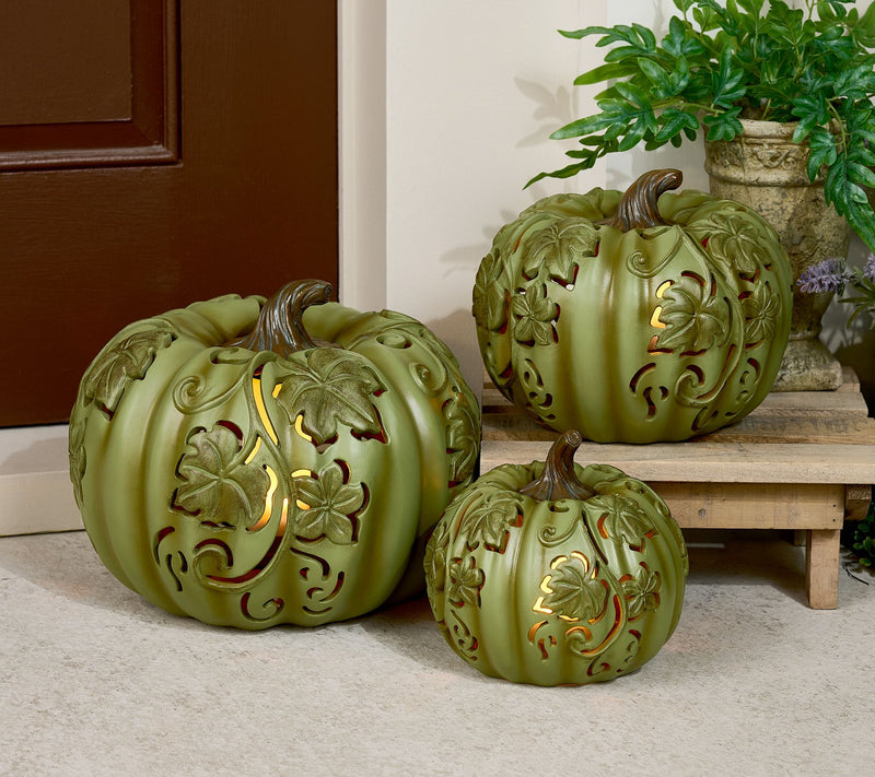 3-Piece Indoor/ Outdoor Flicker Flame Stacking Pumpkins by Valerie — View 13