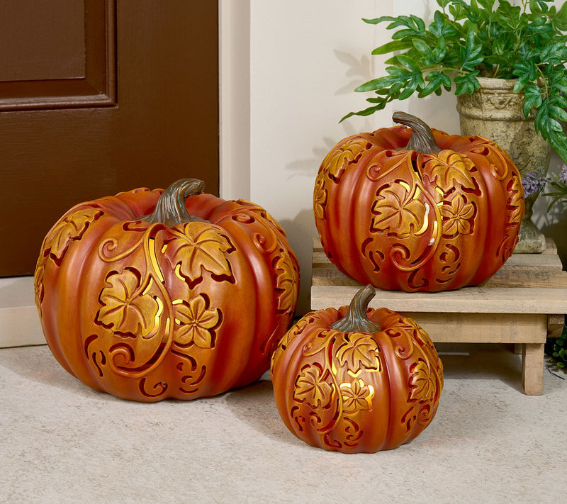 3-Piece Indoor/ Outdoor Flicker Flame Stacking Pumpkins by Valerie — View 7
