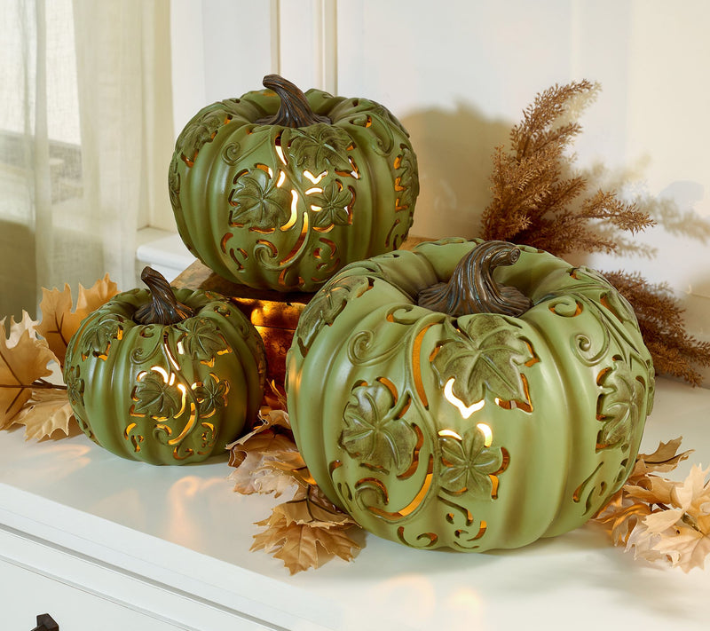 3-Piece Indoor/ Outdoor Flicker Flame Stacking Pumpkins by Valerie — View 14
