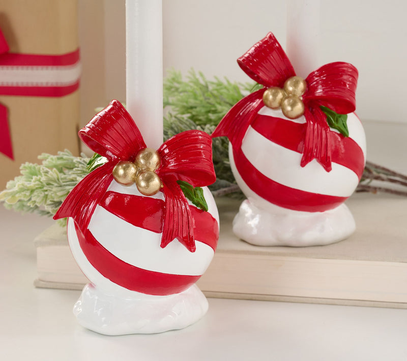 Set of 2 Peppermint Ball Taper Holders by Valerie — Main view