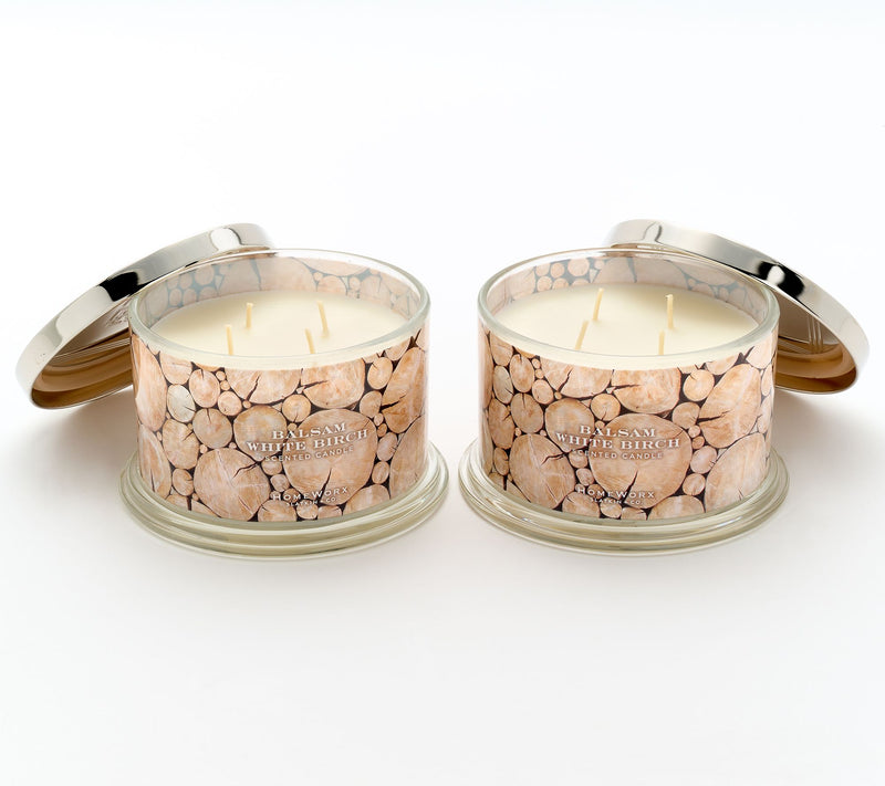 HomeWorx by Slatkin + Co. S/2 18oz Balsam White Birch Candles — Main view