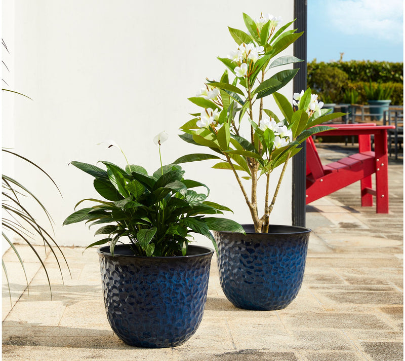 Glitzhome 15" S/2 Honeycomb Textured Faux Ceramic Pot Planters — View 5