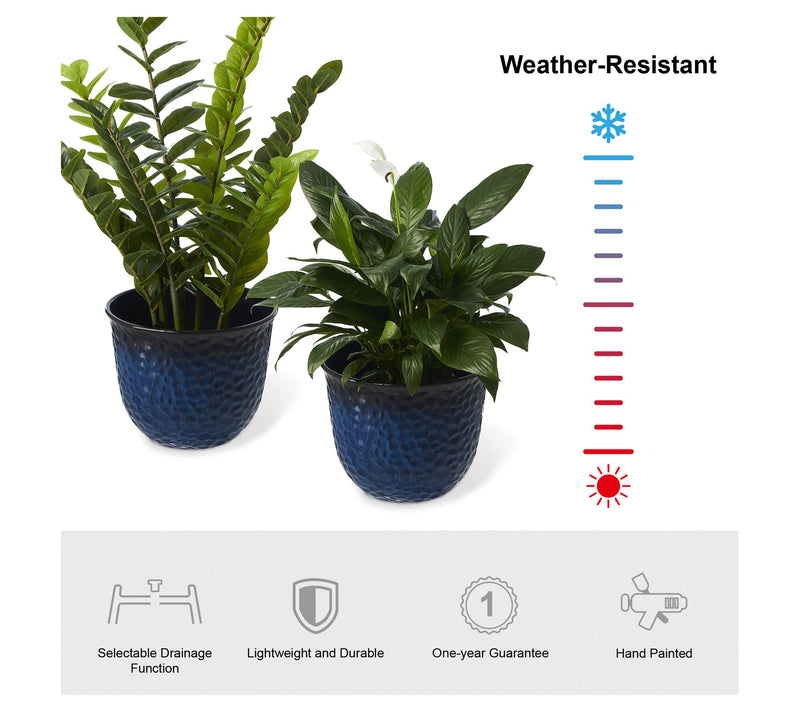 Glitzhome 15" S/2 Honeycomb Textured Faux Ceramic Pot Planters — View 3