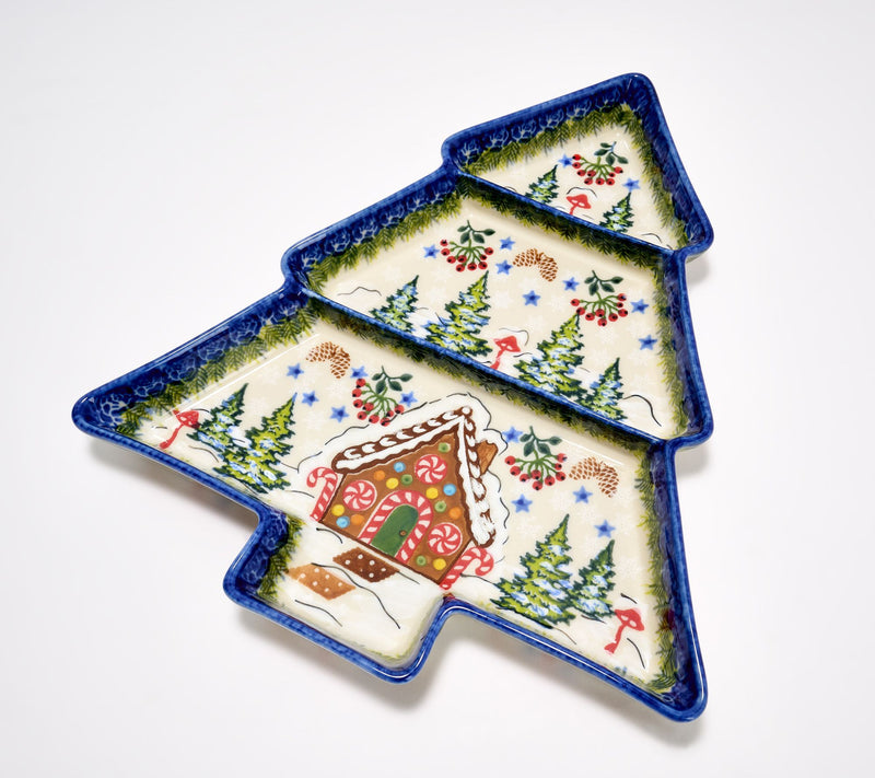 Lidia's Polish Pottery Divided Christmas Tree Platter — View 5