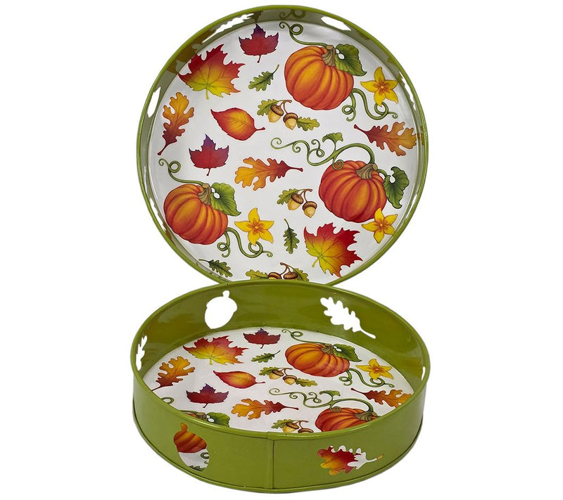 Temp-tations Set of 2 10" and 12" Round Nesting Metal Trays — View 3