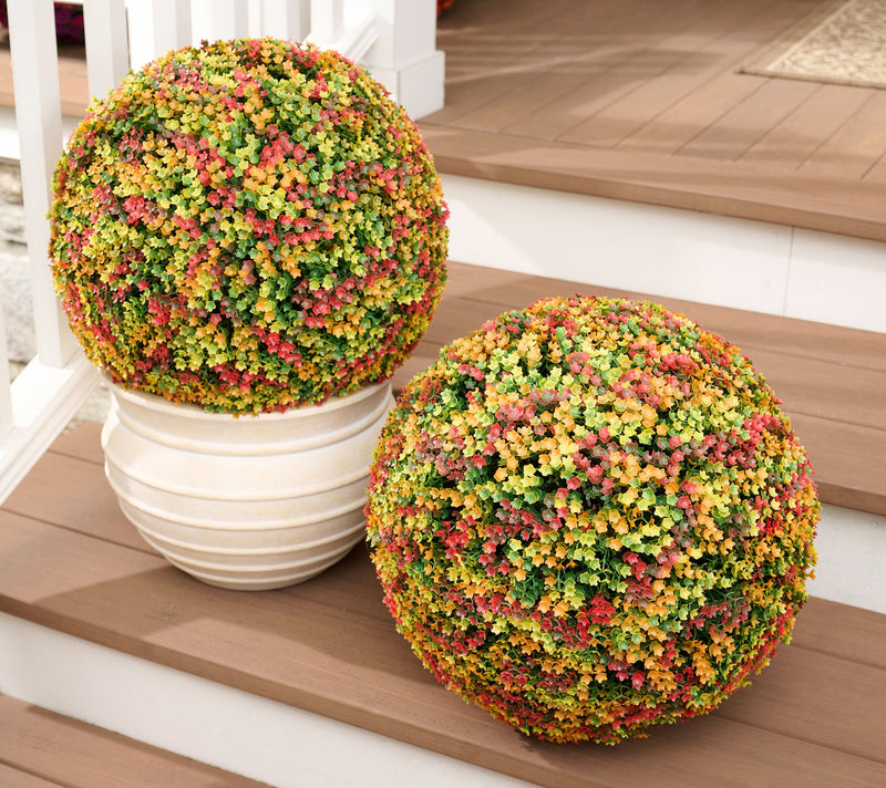 Wicker Park Set of 2 Oversized Faux Floral Spheres — Main view