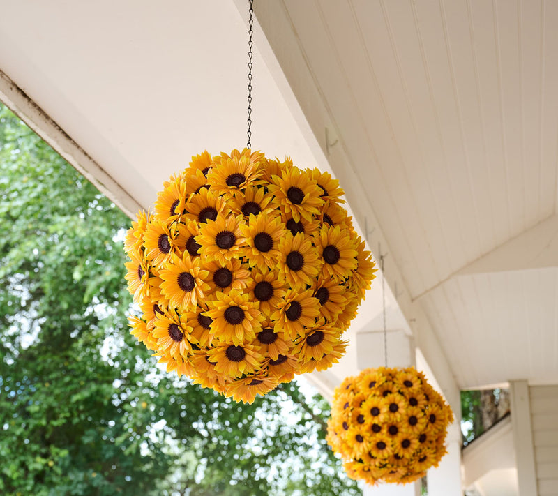 Wicker Park Set of 2 Oversized Faux Floral Spheres — View 2