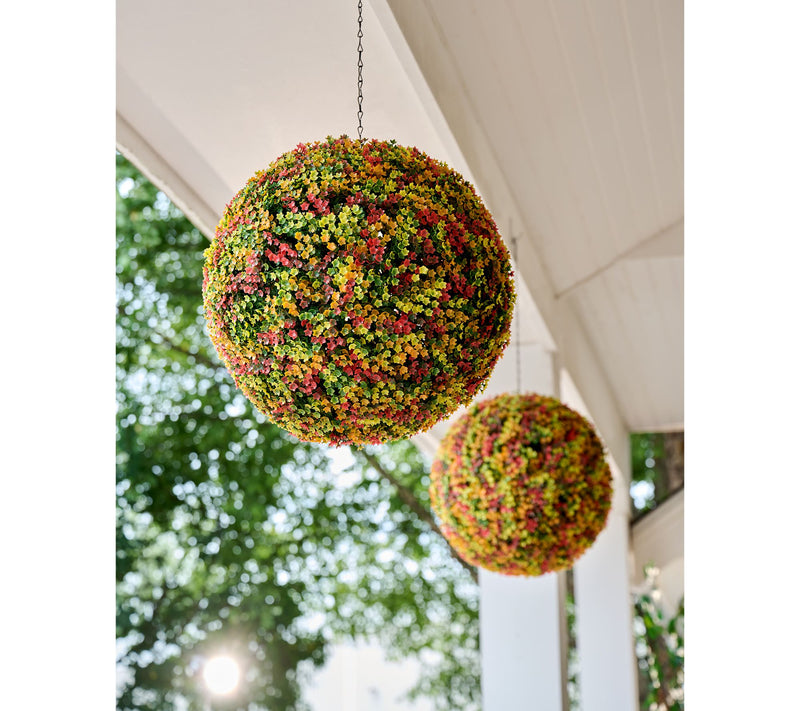 Wicker Park Set of 2 Oversized Faux Floral Spheres — View 4
