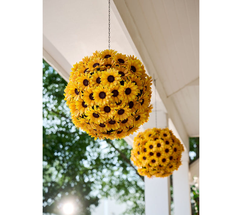 Wicker Park Set of 2 Oversized Faux Floral Spheres — View 3