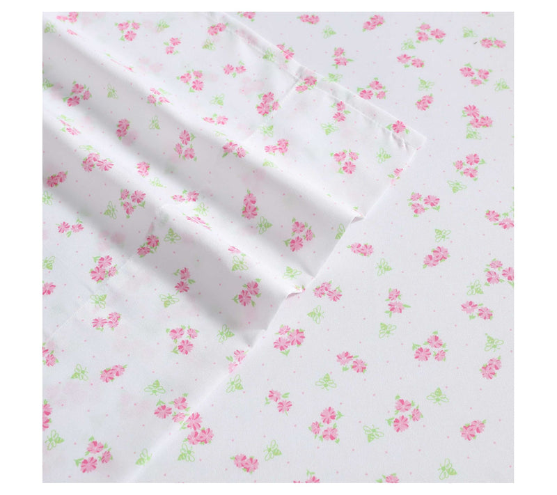 Laura Ashley Busy Bee Pink-Green Twin Sheet Set — View 5