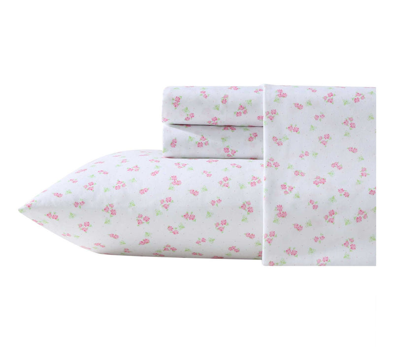 Laura Ashley Busy Bee Pink-Green Twin Sheet Set — View 10