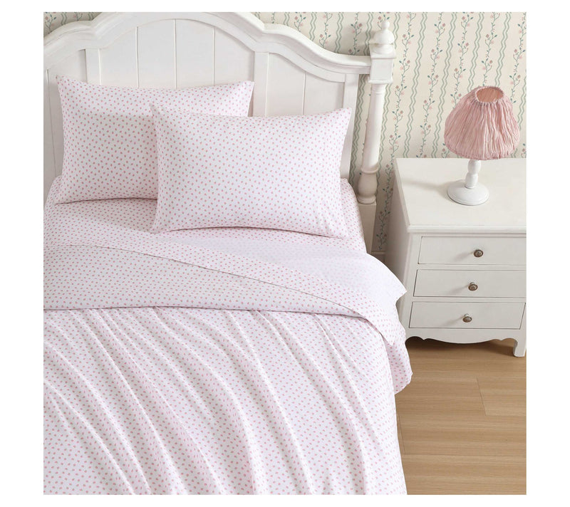 Laura Ashley Sweet Lady Bugs Pink-Green Twin Sheet Set — View 3