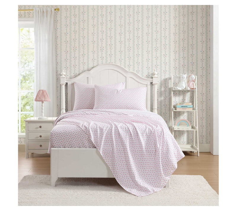 Laura Ashley Sweet Lady Bugs Pink-Green Twin Sheet Set — View 2