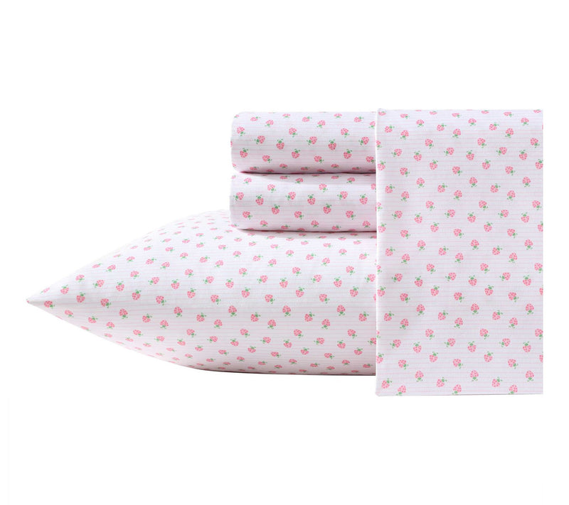 Laura Ashley Sweet Lady Bugs Pink-Green Twin Sheet Set — View 10