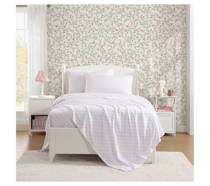Laura Ashley Lovely Bows Pink Twin Sheet Set — View 2