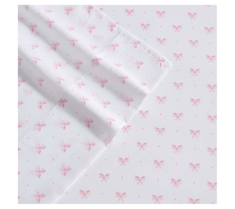 Laura Ashley Lovely Bows Pink Twin Sheet Set — View 5