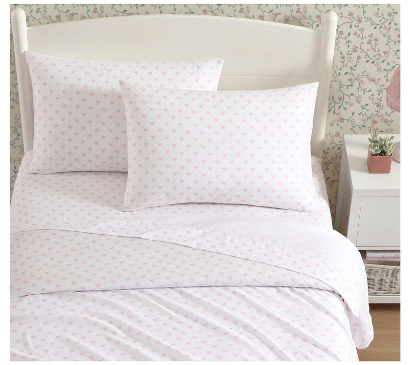 Laura Ashley Lovely Bows Pink Twin Sheet Set — View 3