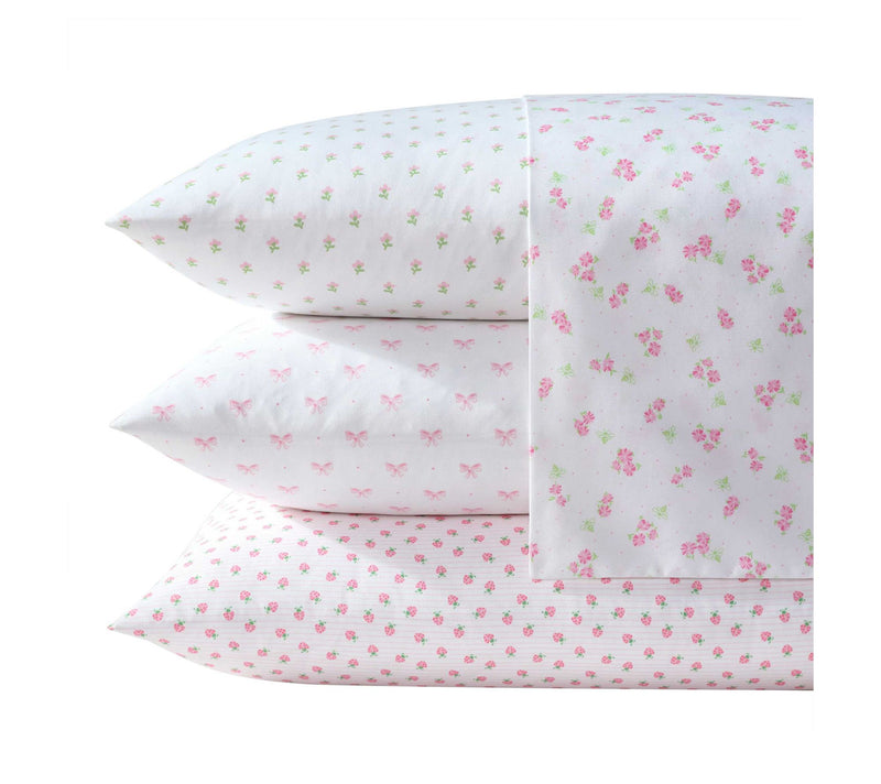 Laura Ashley Lovely Bows Pink Twin Sheet Set — View 8