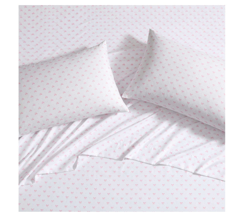 Laura Ashley Lovely Bows Pink Twin Sheet Set — View 4