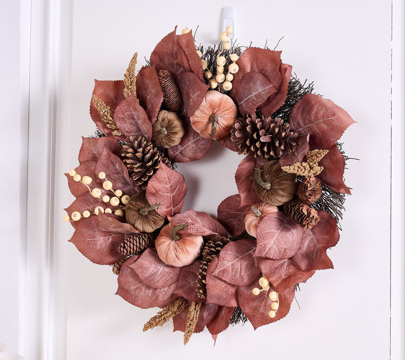 Home Reflections 22" Autumn Pumpkin & Leaf Hanging Basket — Main view