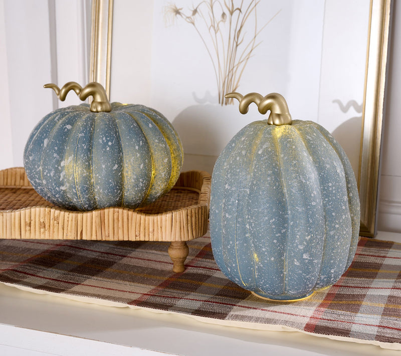 Home Reflections S/2 Illuminated Textured Glass Pumpkins — View 6