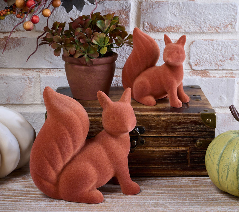 Home Reflections S/2 Flocked Woodland Foxes — View 3