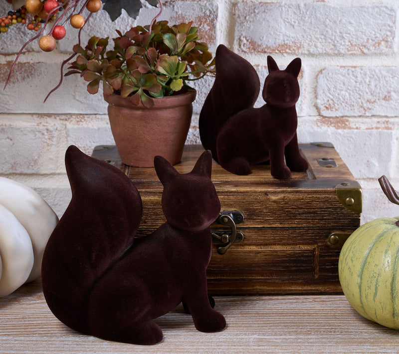 Home Reflections S/2 Flocked Woodland Foxes — View 5