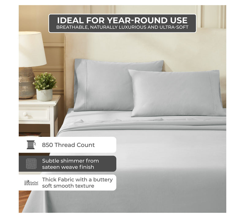 Superior Egyptian Cotton 850-TC Solid Bed SheetSet, Queen — View 7