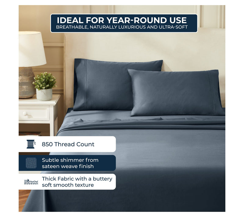 Superior Egyptian Cotton 850-TC Solid Bed SheetSet, King — View 7
