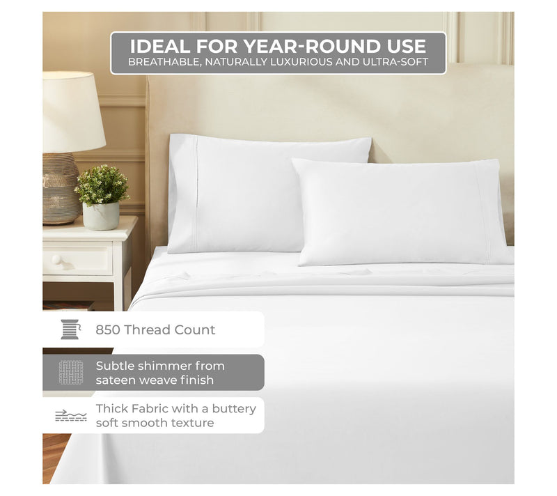 Superior Egyptian Cotton 850-TC Solid Bed SheetSet, Full — View 7