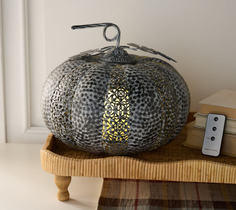 Home Reflections 11" Illuminated Metal Pumpkin — Main view
