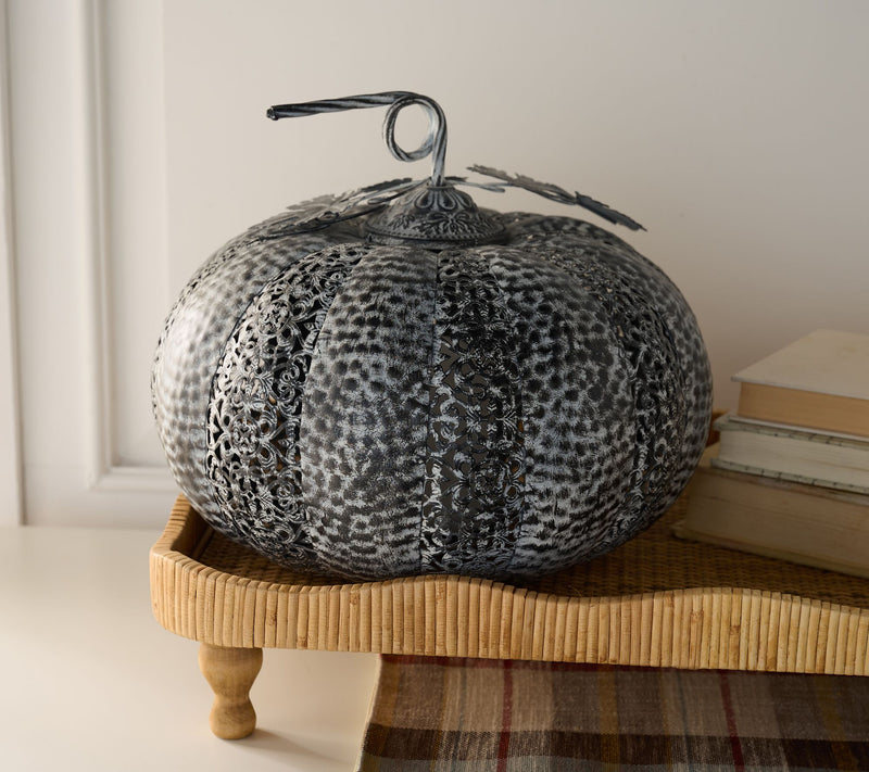 Home Reflections 11" Illuminated Metal Pumpkin — View 2
