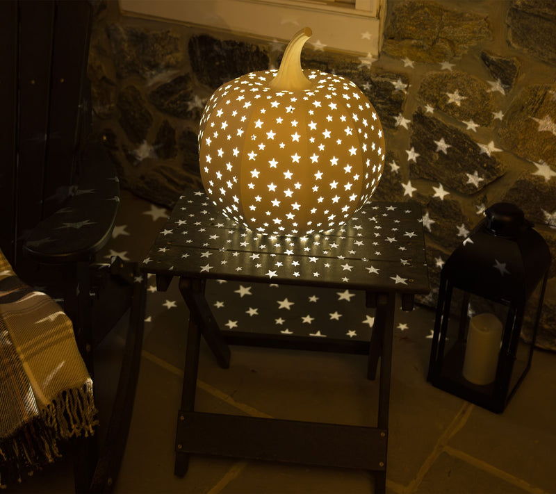 Martha Stewart 15" Illuminated Indoor/Outdoor Stargazer Metal Pumpkin — View 4