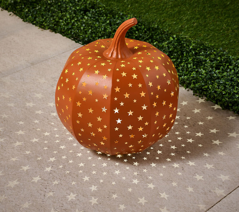 Martha Stewart 15" Illuminated Indoor/Outdoor Stargazer Metal Pumpkin — View 11