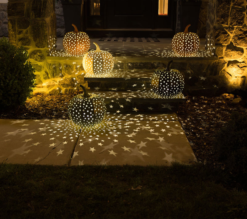 Martha Stewart 15" Illuminated Indoor/Outdoor Stargazer Metal Pumpkin — View 2