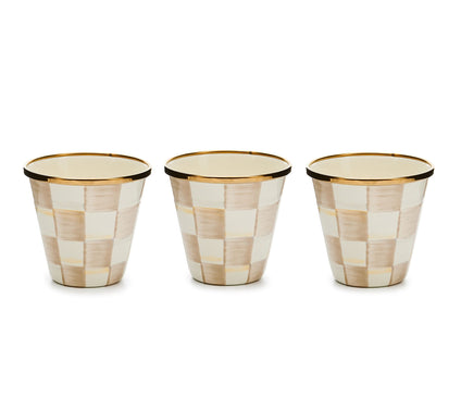 MacKenzie-Childs Mocha Check Herb Pots, Set of 3