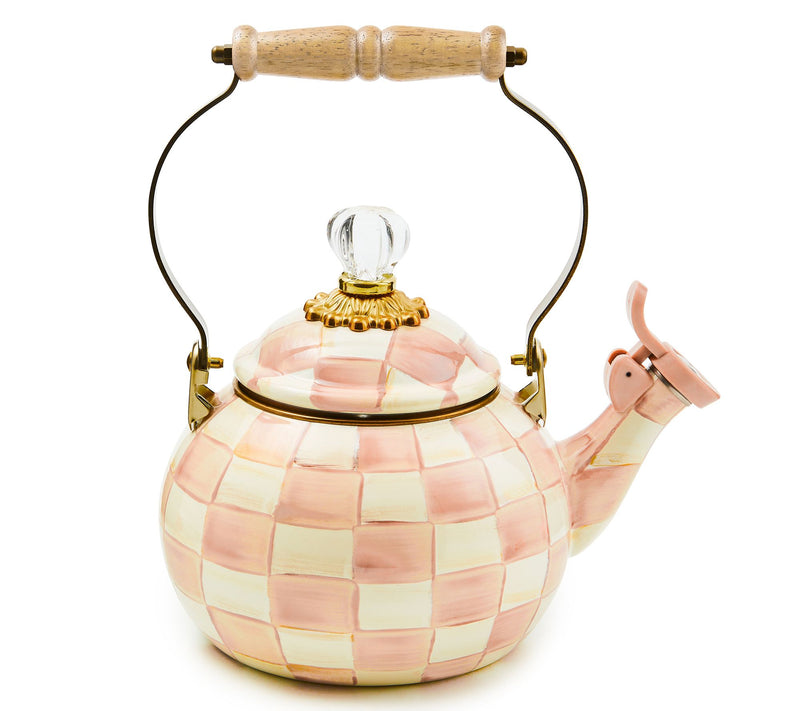 MacKenzie-Childs Rosy Check Whistling Tea Kettle — Main view