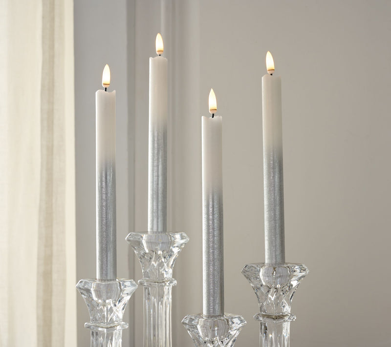 Home Reflections S/4 Flameless Shiny Ombre Taper Candles — View 7