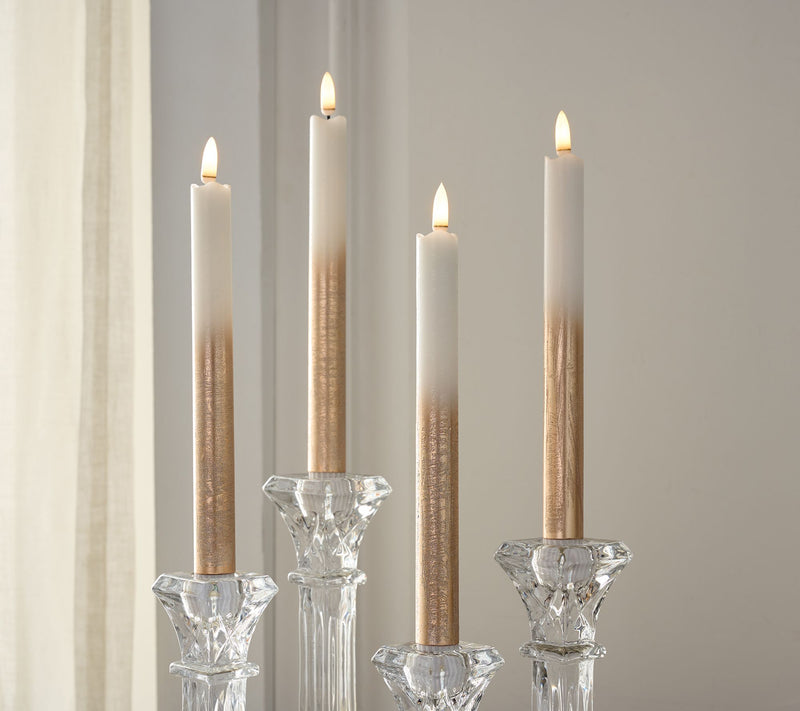 Home Reflections S/4 Flameless Shiny Ombre Taper Candles — View 8