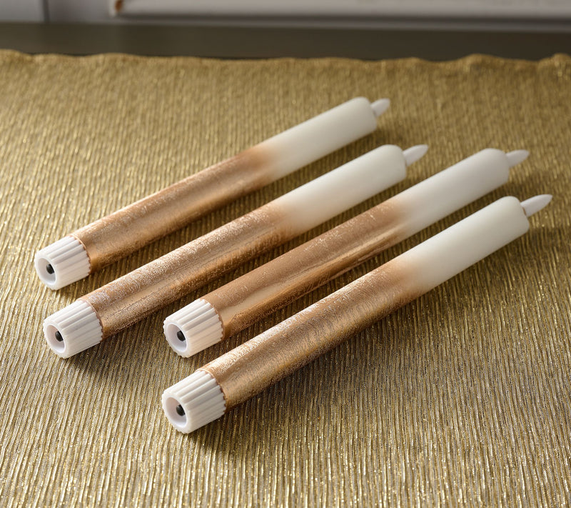 Home Reflections S/4 Flameless Shiny Ombre Taper Candles — View 2