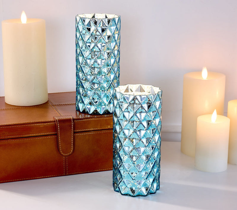 Set of 2 Diamond Glass Illuminated Hurricanes by Valerie — View 20