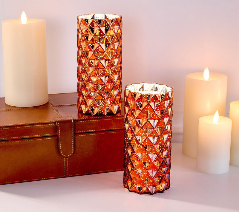 Set of 2 Diamond Glass Illuminated Hurricanes by Valerie — View 23